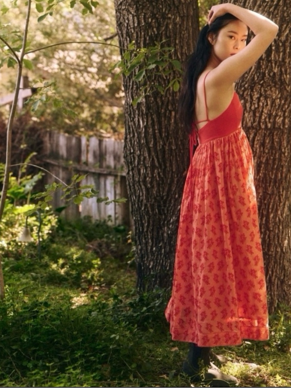 The GREAT. Camelia Dress orange/red Size 3/Large Eyelet 100% Cotton - Picture 3 of 13